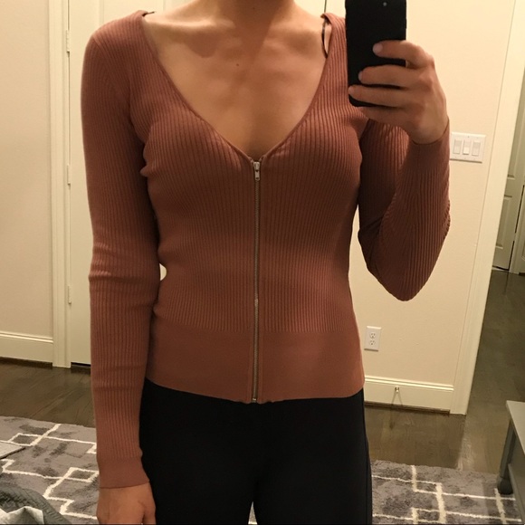 H&M Sweaters - H&M Pale pink zip up long sleeve sweater